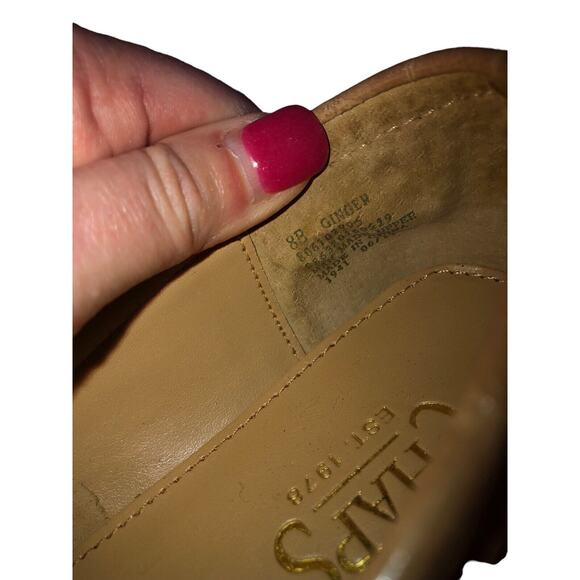 Chaps Women's Ginger Tan Loafers: Sz 8B -slip on flat shoes faux alligator skin - Picture 9 of 10